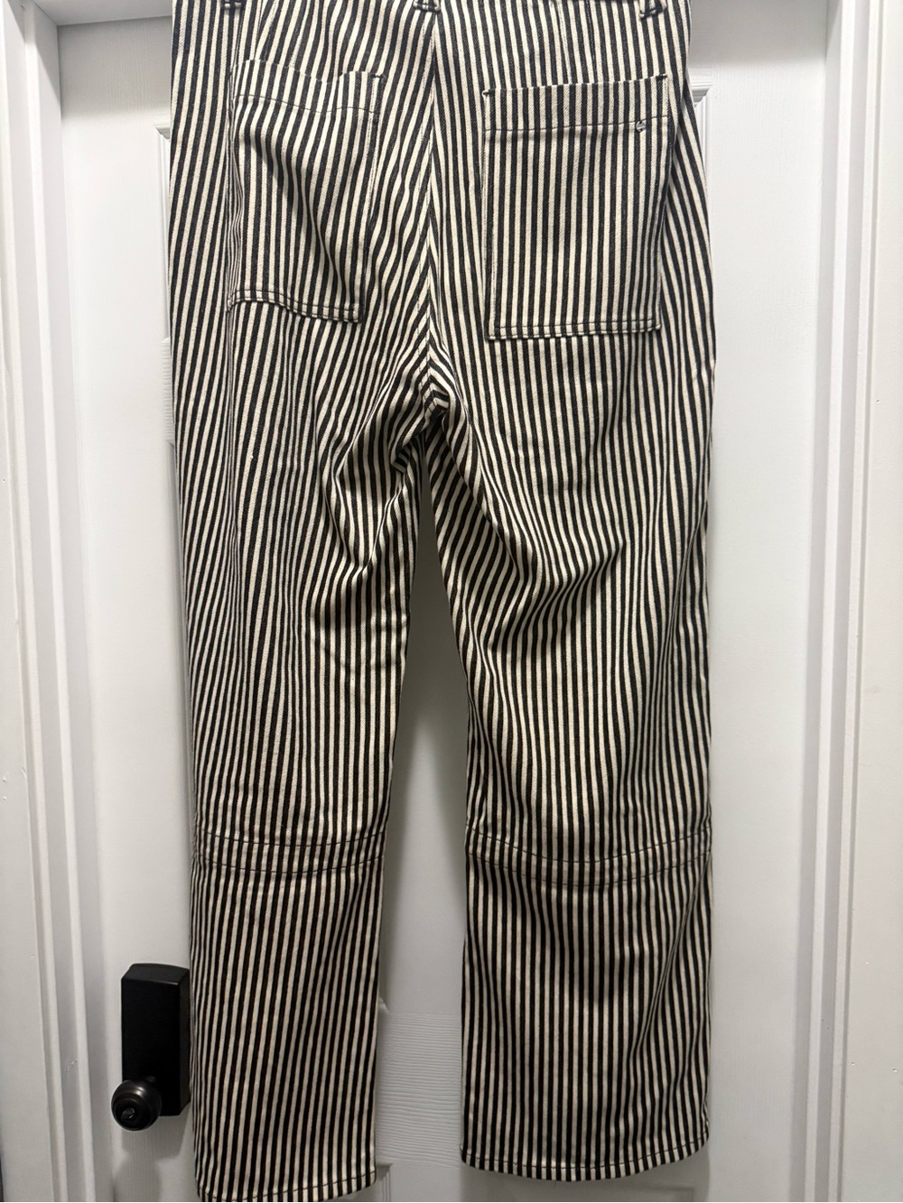 Mica High-Rise Black & White Stripe Wide-Leg Trousers high end boutique brand - Picture 4 of 5